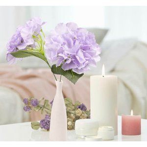 10 pieces Light Purple Silk Hydrangeas Flowers with stems and Leaves Wedding